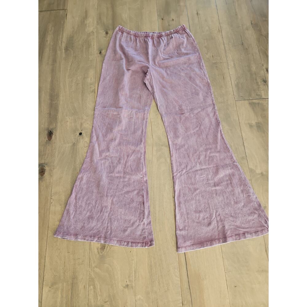 Chatoyant Mineral Acid Wash Bell Bottoms Plus 2xl/3xl Plum Purple Stretch Knit